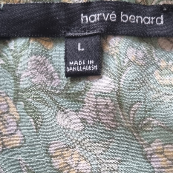 Harve Benard mint green floral Blouse button front bottom tie Size L. - Picture 6 of 7